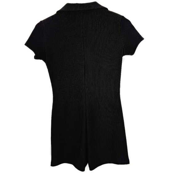 NWT Edikted Lucia Ribbed Romper Short Sleeves Black Size Medium M NEW - Picture 9 of 11